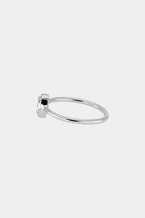 Mini Oval Diamond Ring | 9K White Gold | Natasha Schweitzer