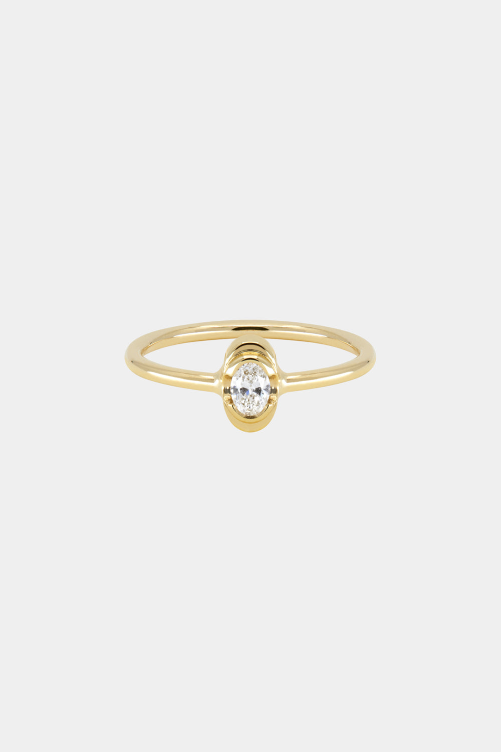 Mini Oval Diamond Ring | 9K Yellow Gold