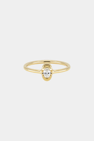 Mini Oval Diamond Ring | 9K Yellow Gold | Natasha Schweitzer