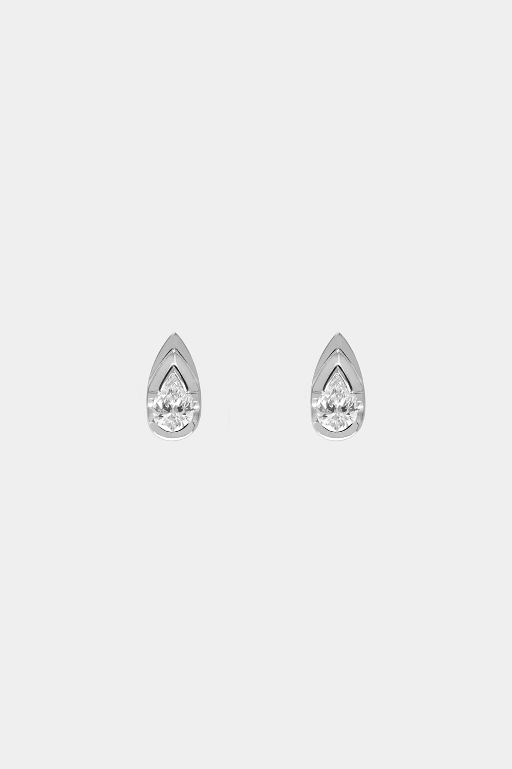 Mini Pear Diamond Studs | 18K White Gold