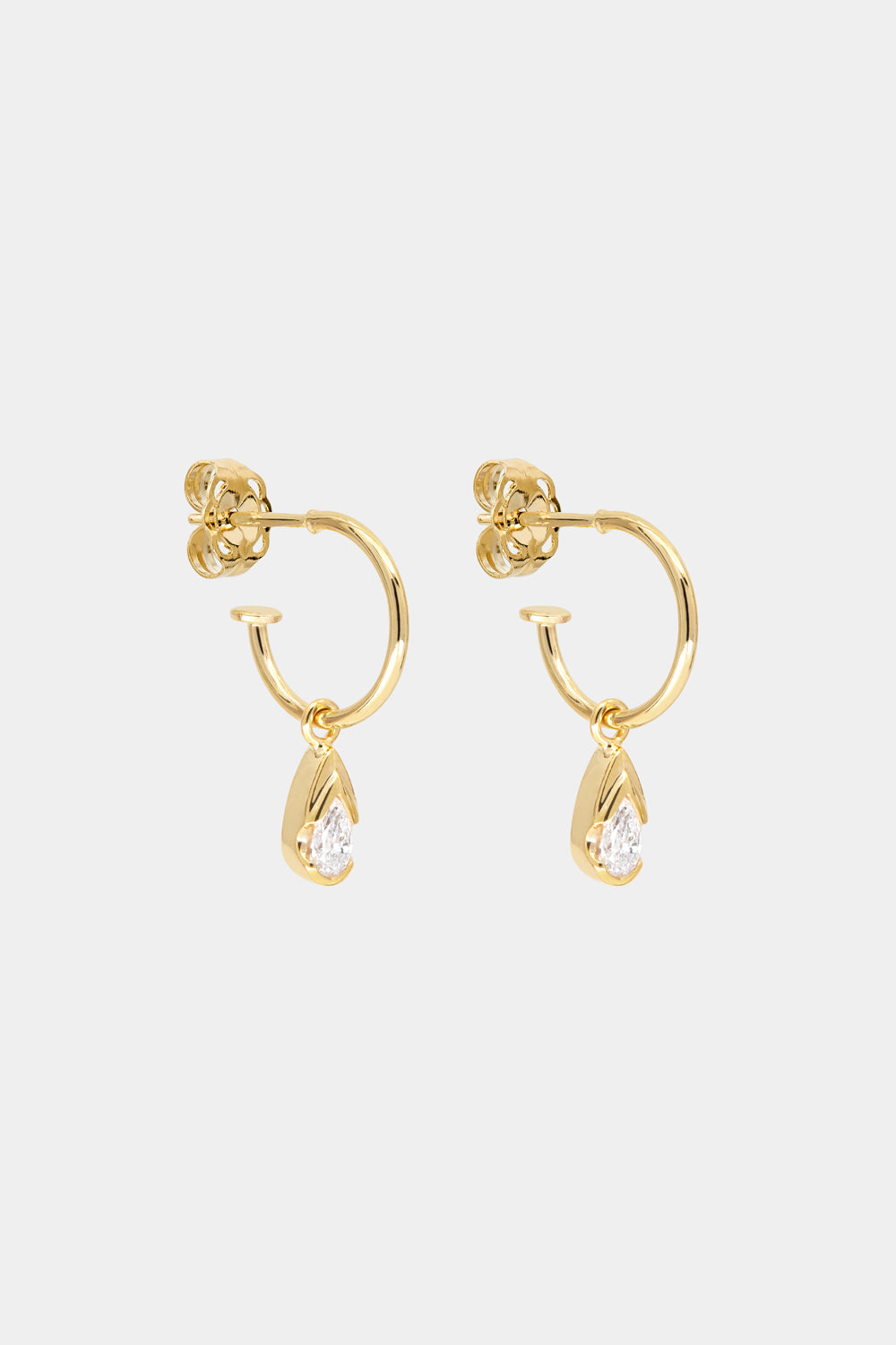Mini Pear Diamond Hoops | 9K Yellow Gold| Natasha Schweitzer