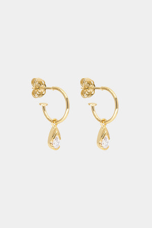 Mini Pear Diamond Hoops | 9K Yellow Gold | Natasha Schweitzer