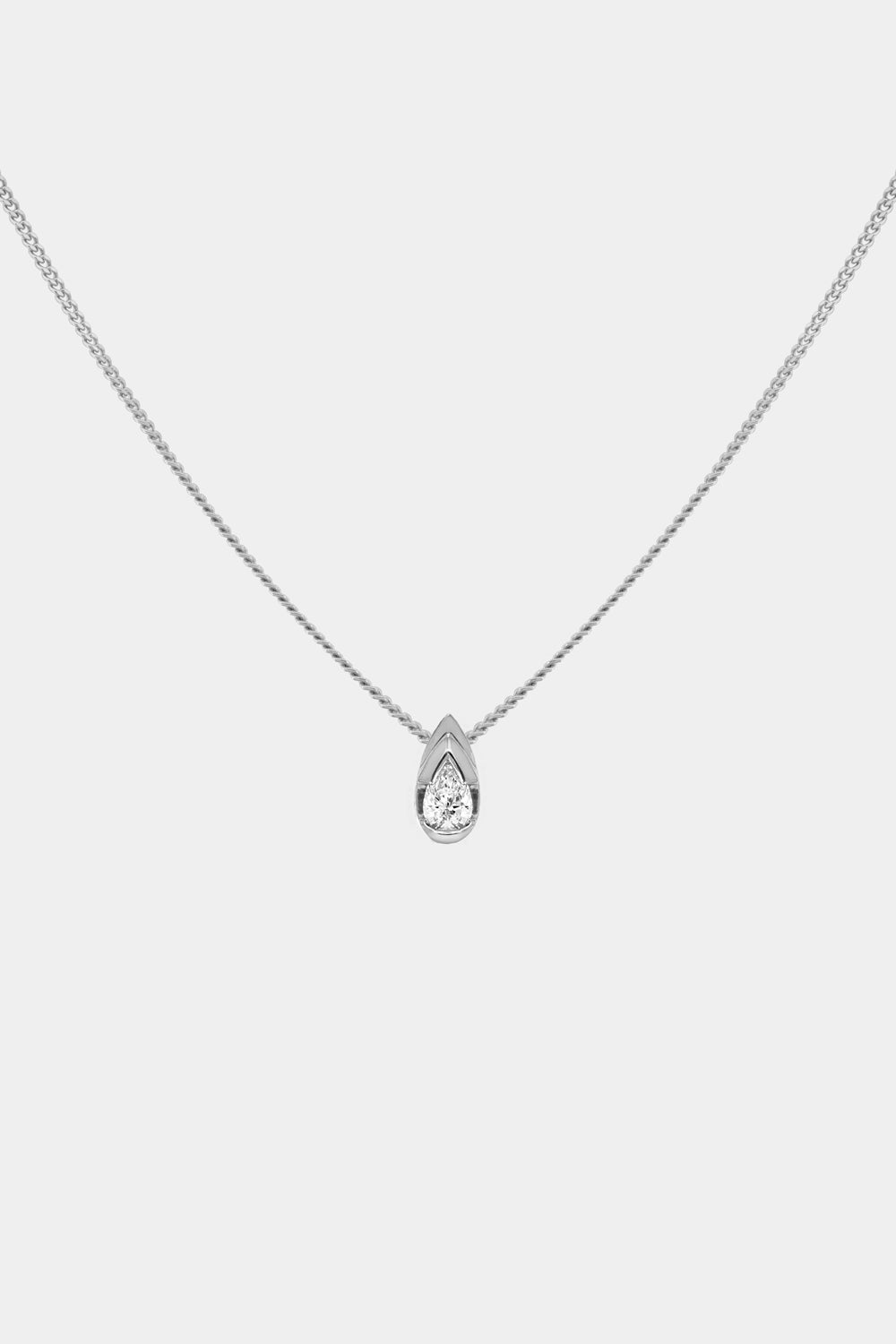 Mini Pear Diamond Necklace | White Gold