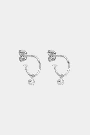 Mini Round Diamond Hoops | 9K White Gold | Natasha Schweitzer