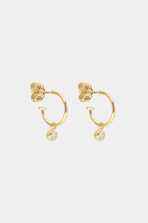 Mini Round Diamond Hoops | 9K Yellow Gold | Natasha Schweitzer