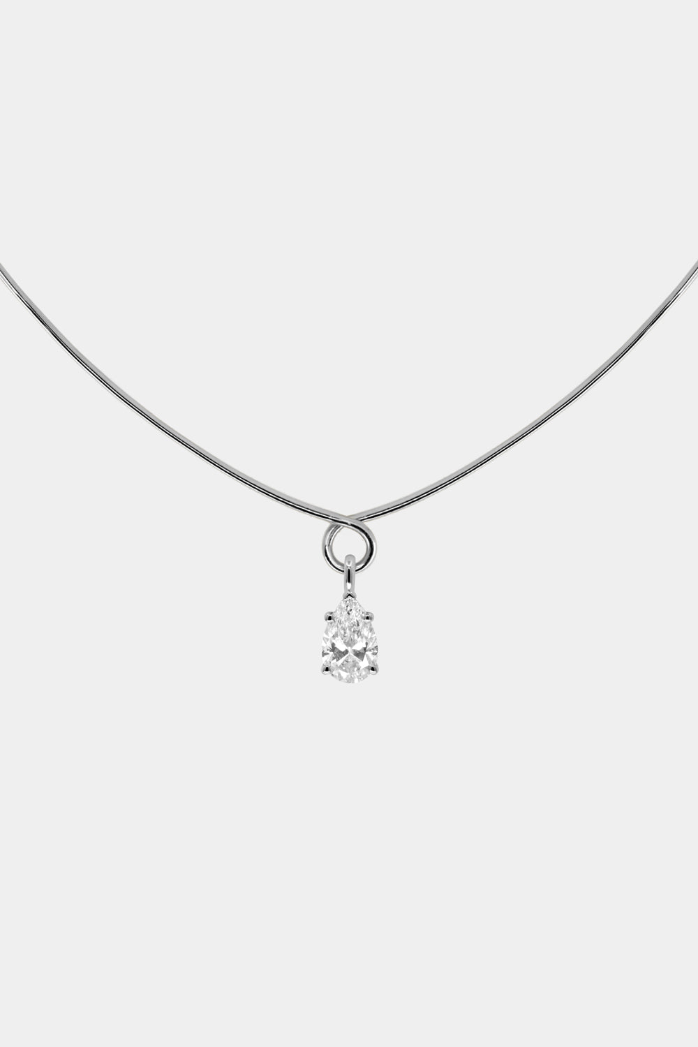 Omega Loop Necklace with Diamond | 18K White Gold