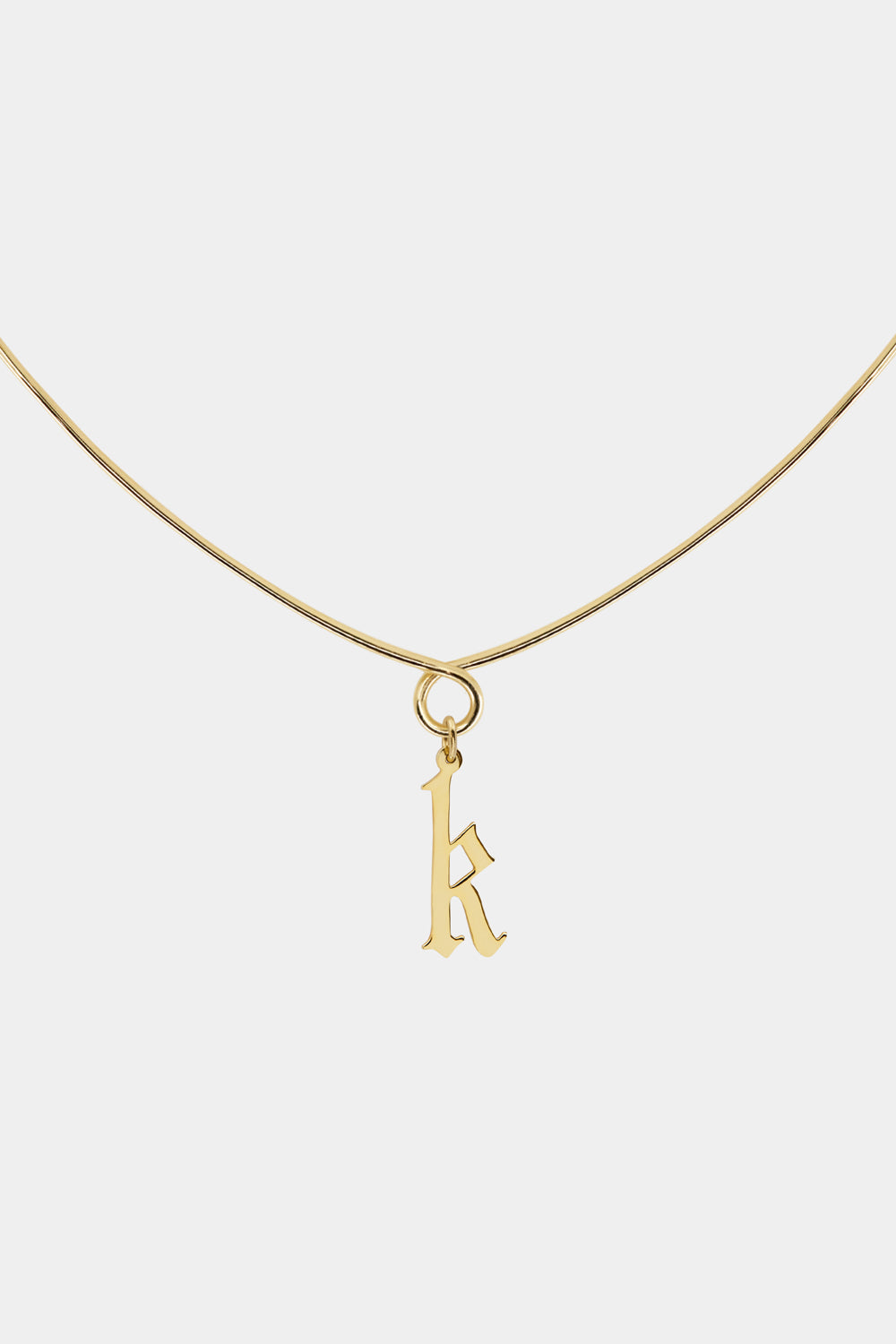 Omega Loop Necklace with Large Gothic Letter | 9K Yellow Gold| Natasha Schweitzer