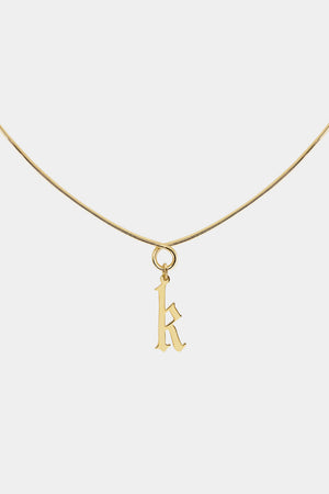 Omega Loop Necklace with Large Gothic Letter | 9K Yellow Gold | Natasha Schweitzer