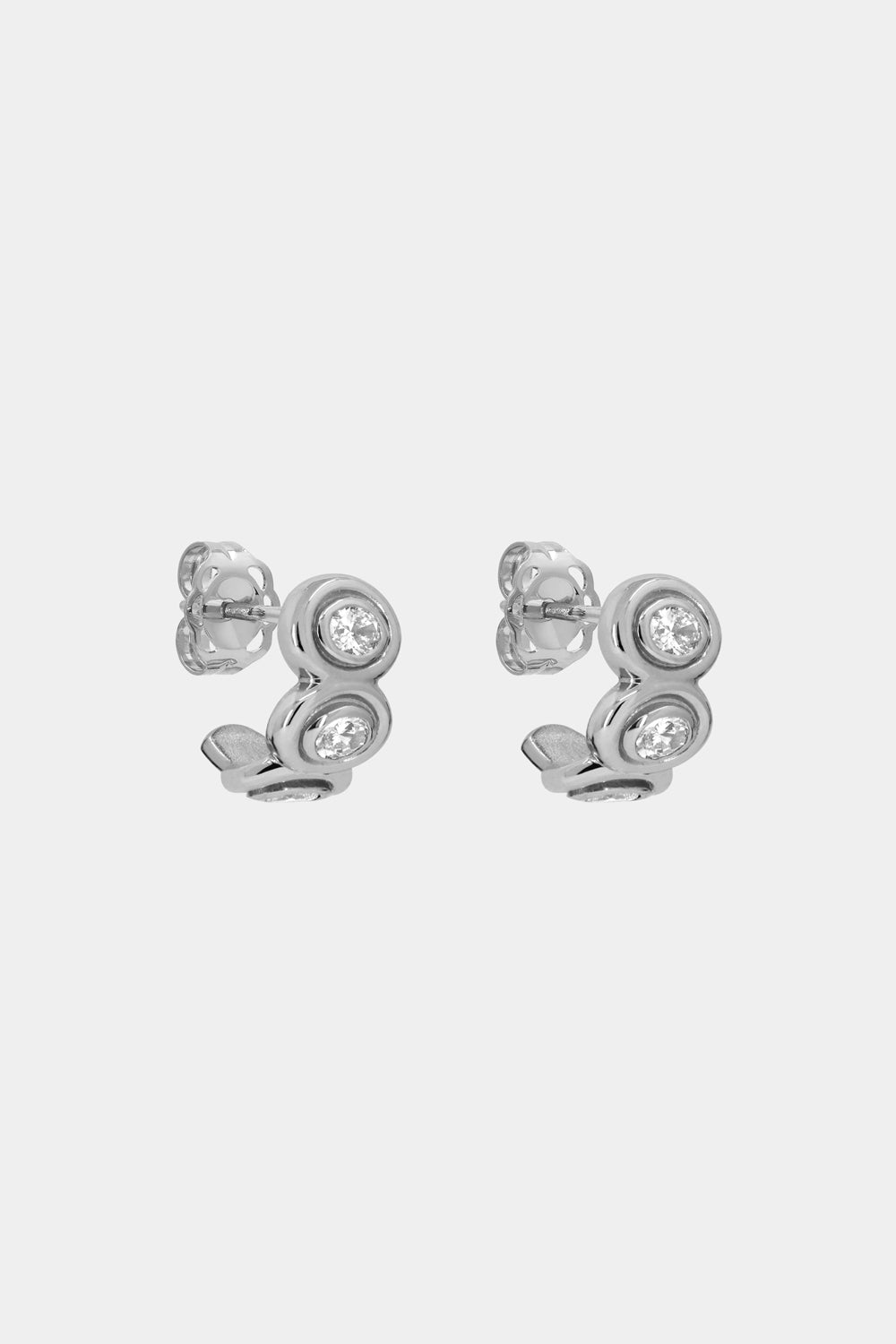 Oval Diamond Bezel Hoops | 18K White Gold