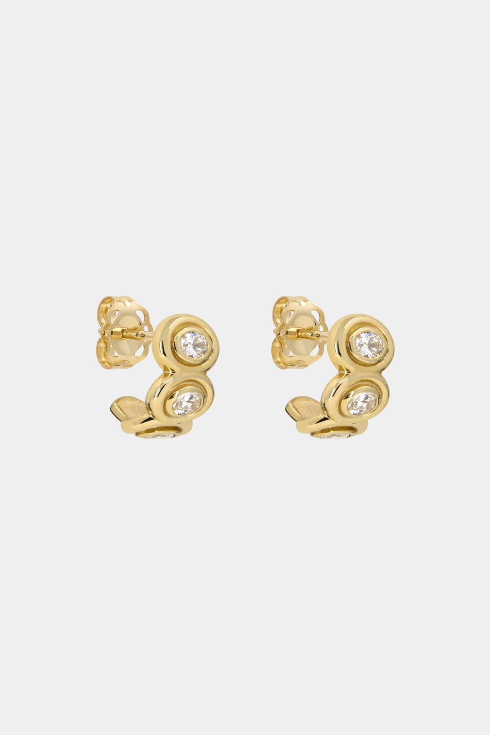 Oval Diamond Bezel Hoops | 18K Yellow Gold