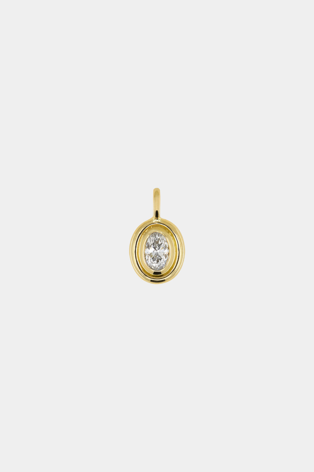 Oval Diamond Bezel Pendant | 18K Yellow Gold