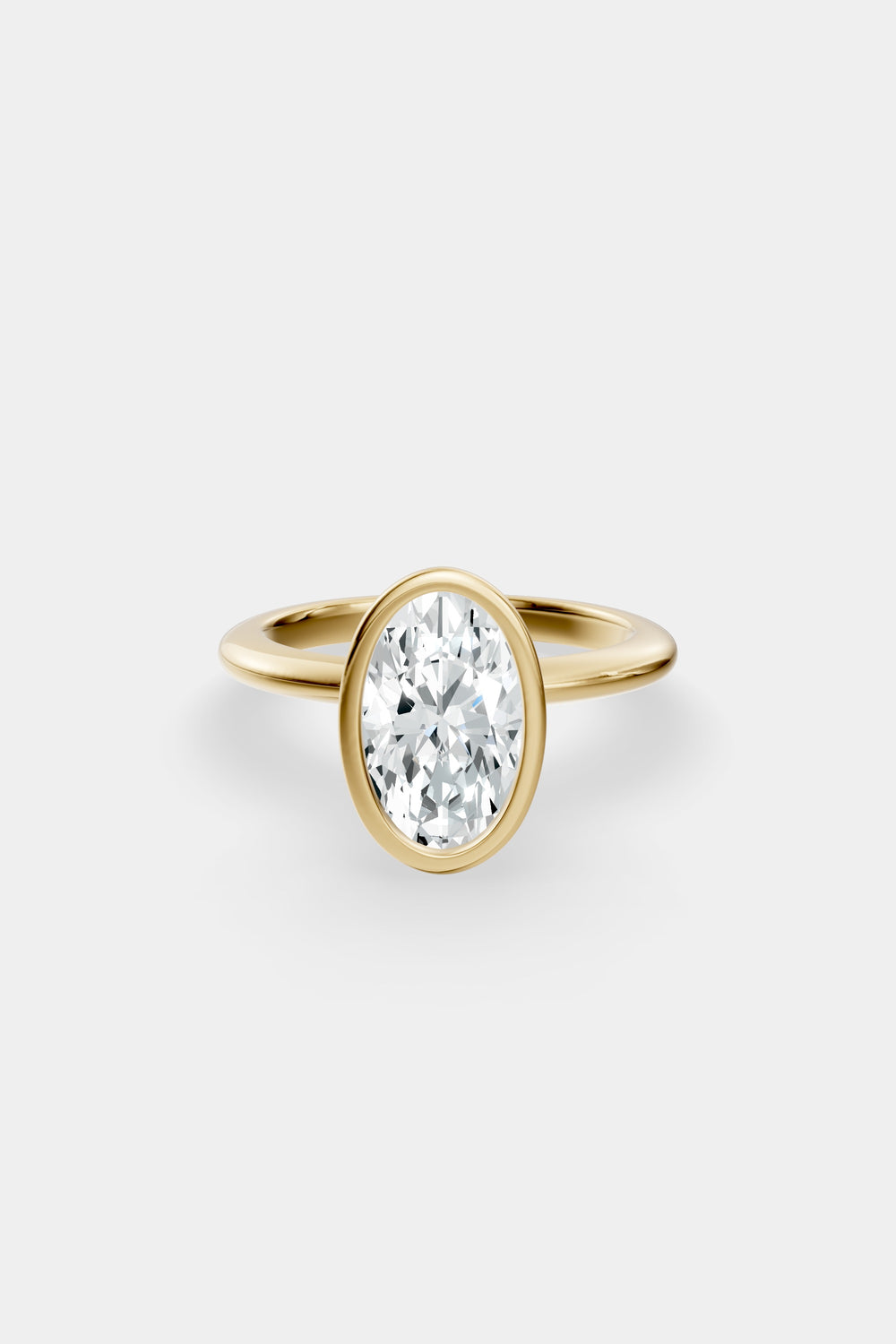 Oval Diamond Bezel Ring | 18K Gold