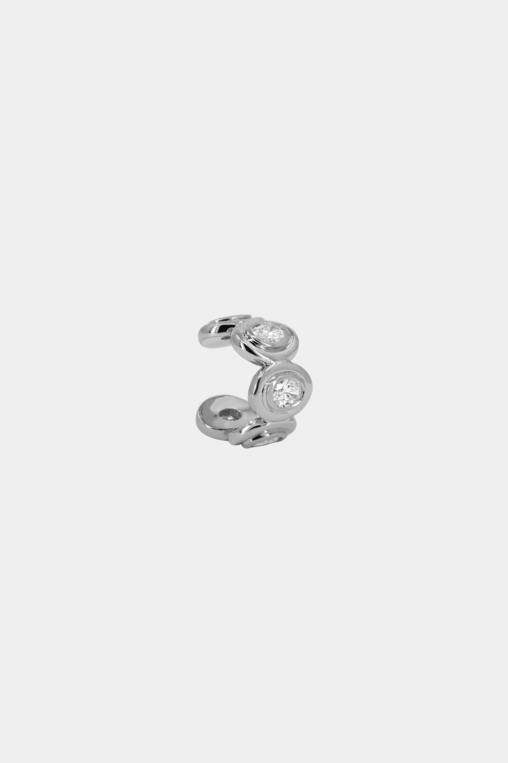 Oval Diamond Bezel Ear Cuff | 18K White Gold
