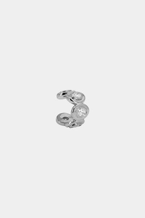 Oval Diamond Bezel Ear Cuff | 18K White Gold | Natasha Schweitzer