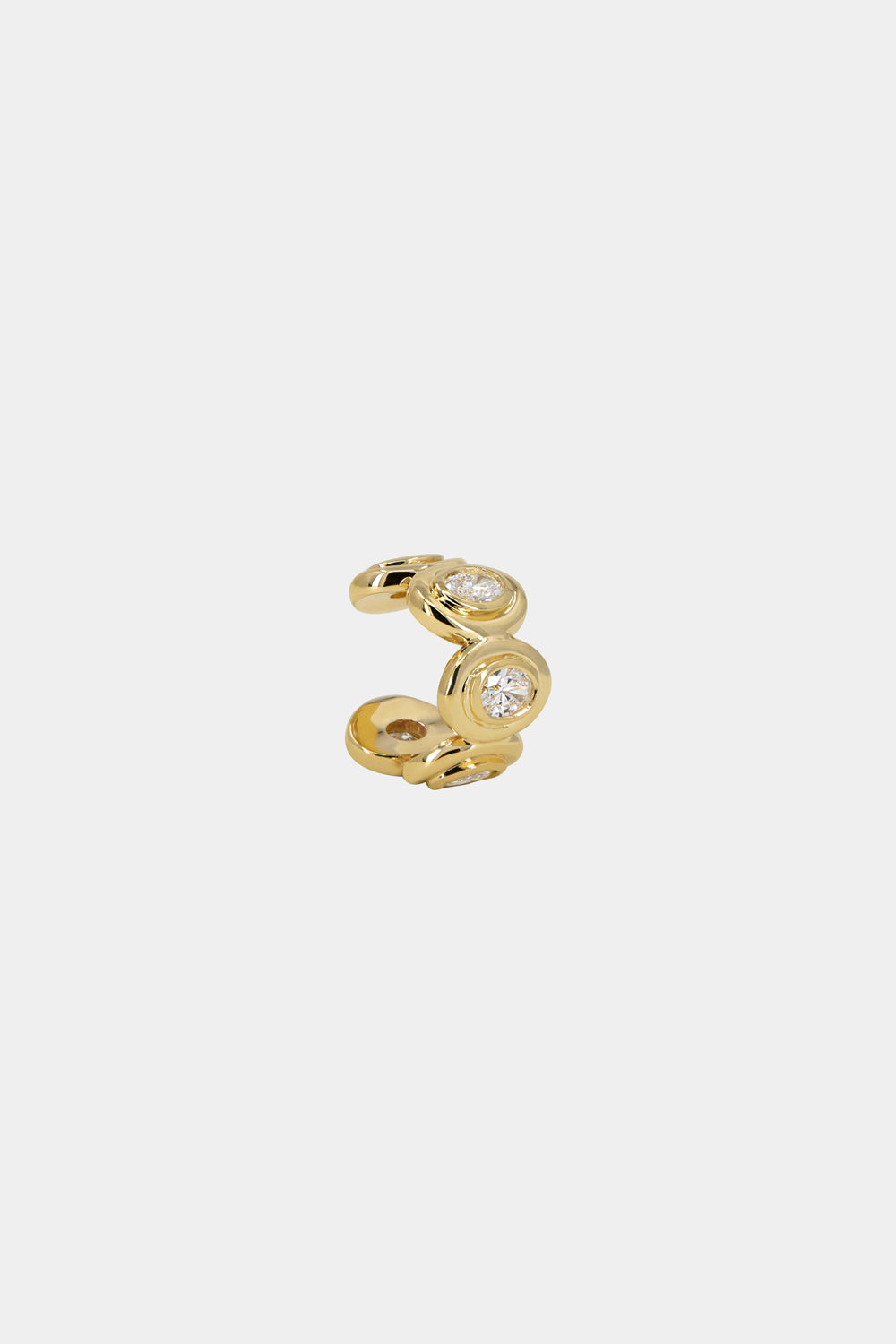 Oval Diamond Bezel Ear Cuff | 18K Yellow Gold