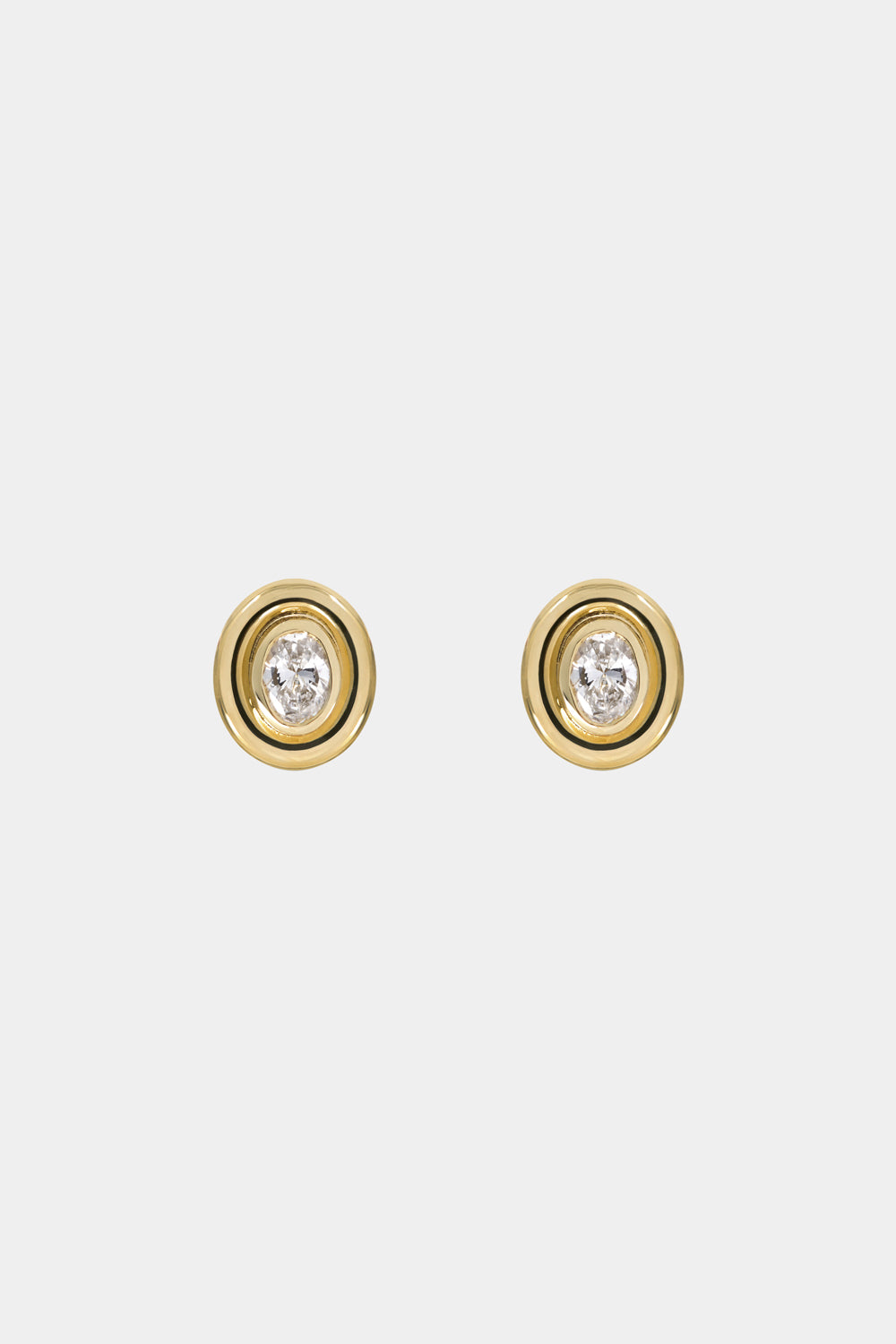 Oval Diamond Bezel Studs | 18K Yellow Gold| Natasha Schweitzer