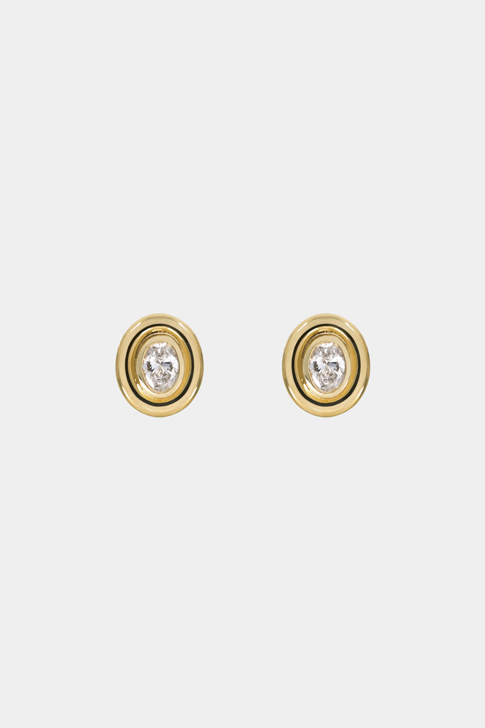 Oval Diamond Bezel Studs | 18K Yellow Gold