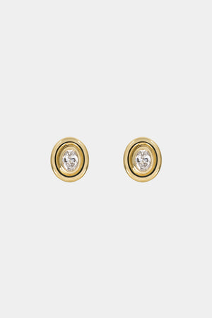 Oval Diamond Bezel Studs | 18K Yellow Gold | Natasha Schweitzer
