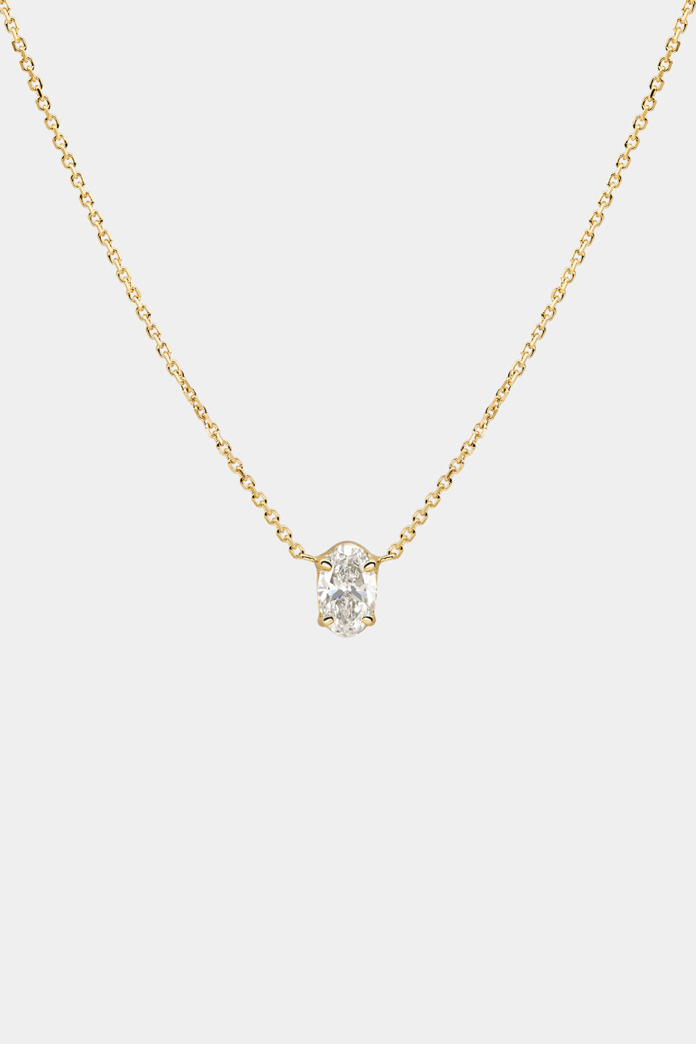 Oval Diamond Necklace | 18K Gold