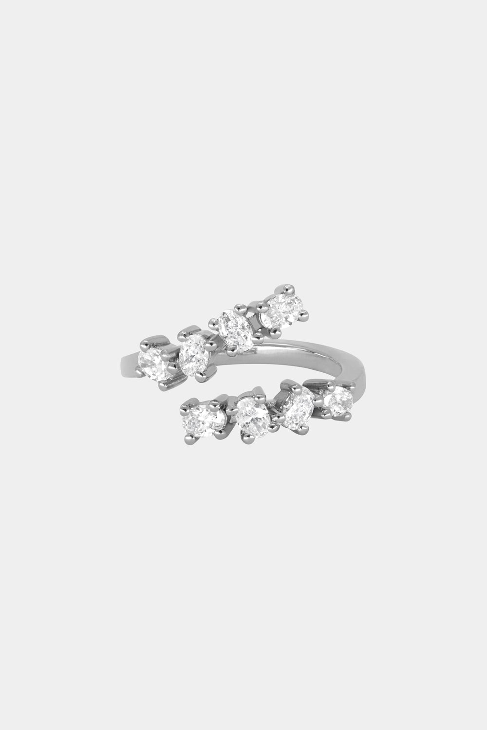 Oval Diamond Wrap Ring | White Gold