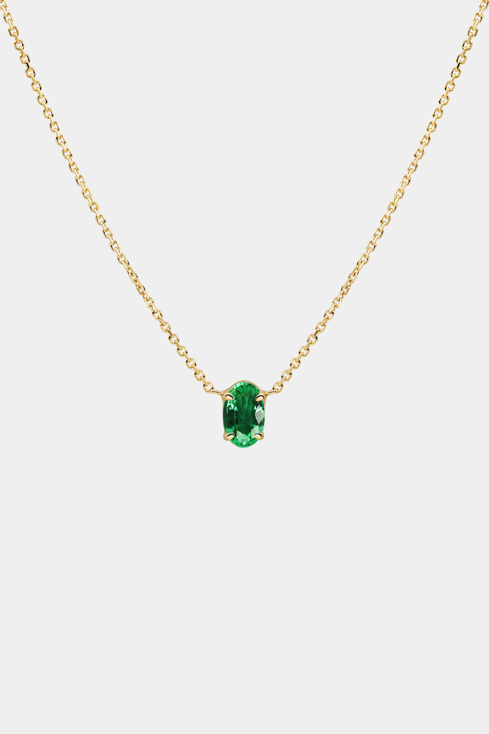 Oval Emerald Necklace | 18K Gold