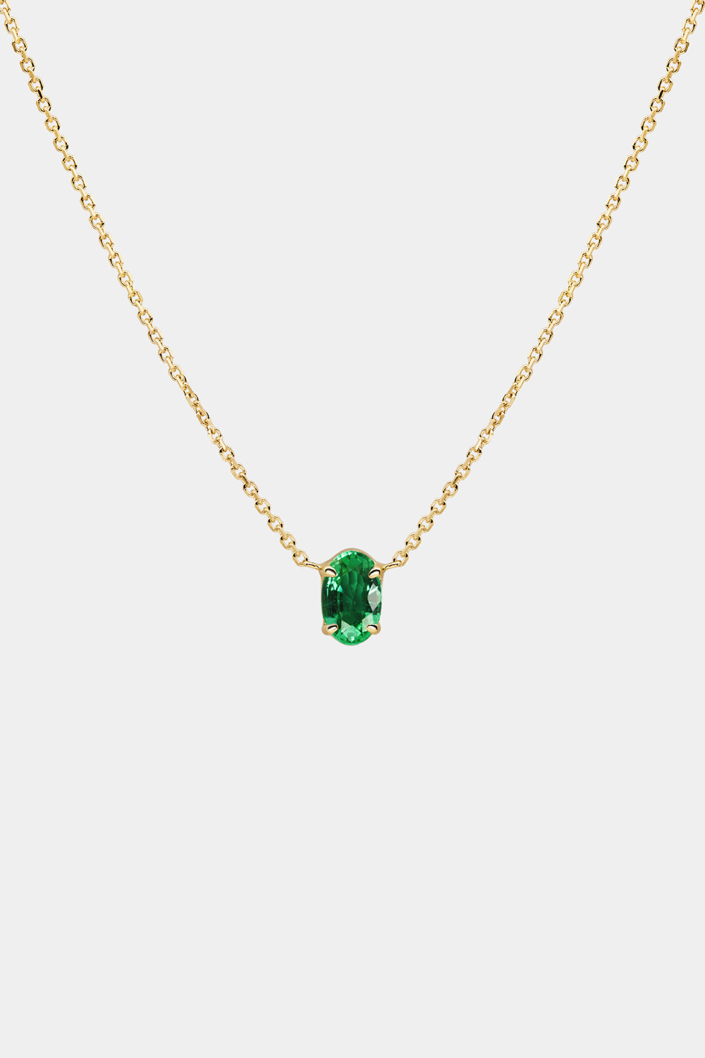 NATASHA SCHWEITZER | Necklace | Oval Emerald Necklace | 18K Gold