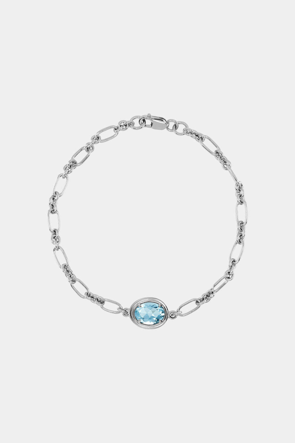 Roma Oval Gemstone Bracelet | White Gold