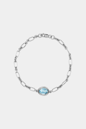 Roma Oval Gemstone Bracelet | White Gold | Natasha Schweitzer
