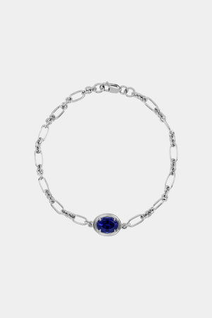 Roma Oval Gemstone Bracelet | White Gold | Natasha Schweitzer