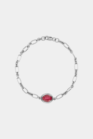 Roma Oval Gemstone Bracelet | White Gold | Natasha Schweitzer