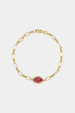 Roma Oval Gemstone Bracelet | Yellow Gold | Natasha Schweitzer