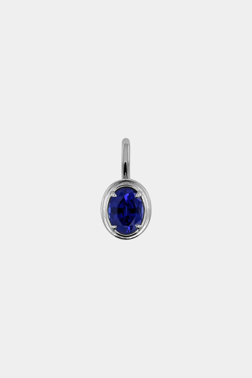 Roma Oval Gemstone Pendant | White Gold