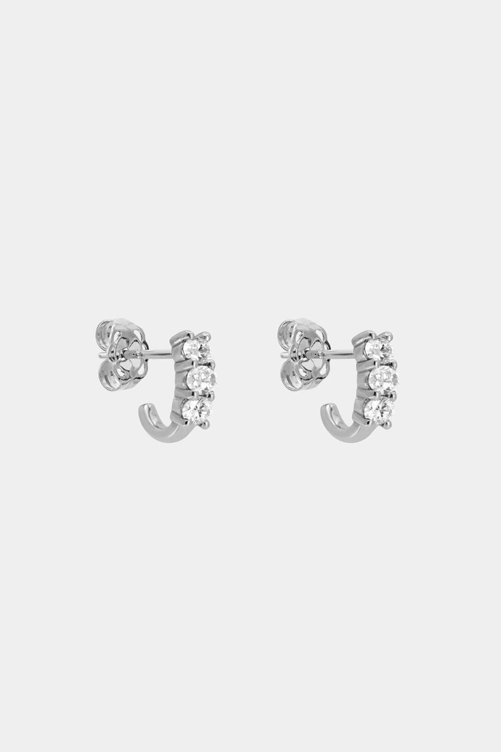 Oval Side Set Diamond Hoops | 18K White Gold| Natasha Schweitzer