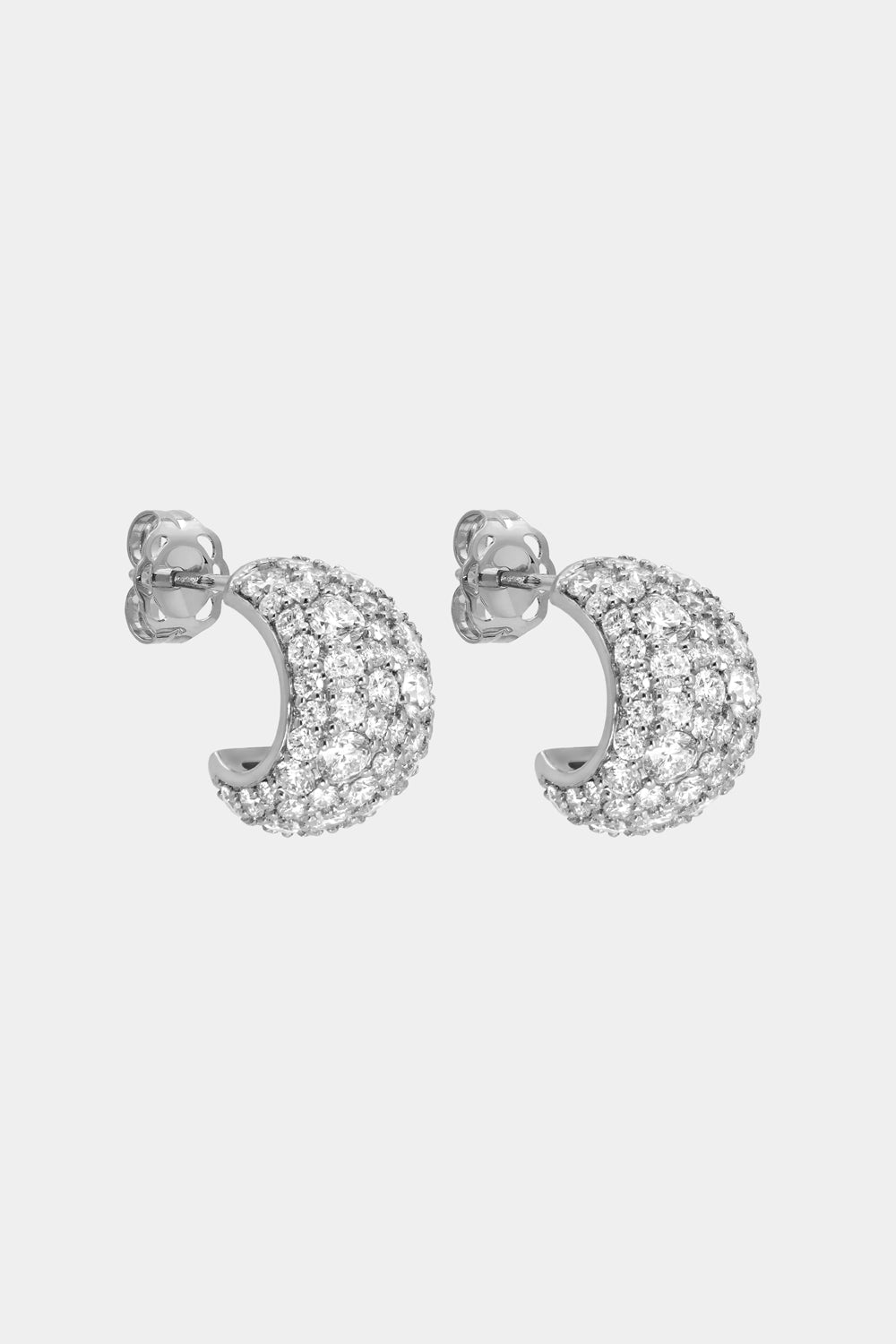 Pavé Diamond Mini Blob Hoops | 18K White Gold