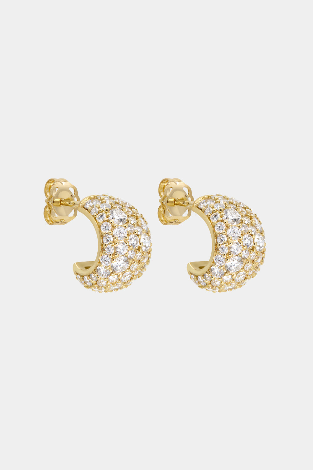Pavé Diamond Medium Blob Hoops | 18K Yellow Gold