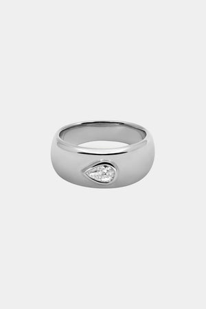 Pear Diamond Bezel Blob Ring | 18K White Gold | Natasha Schweitzer