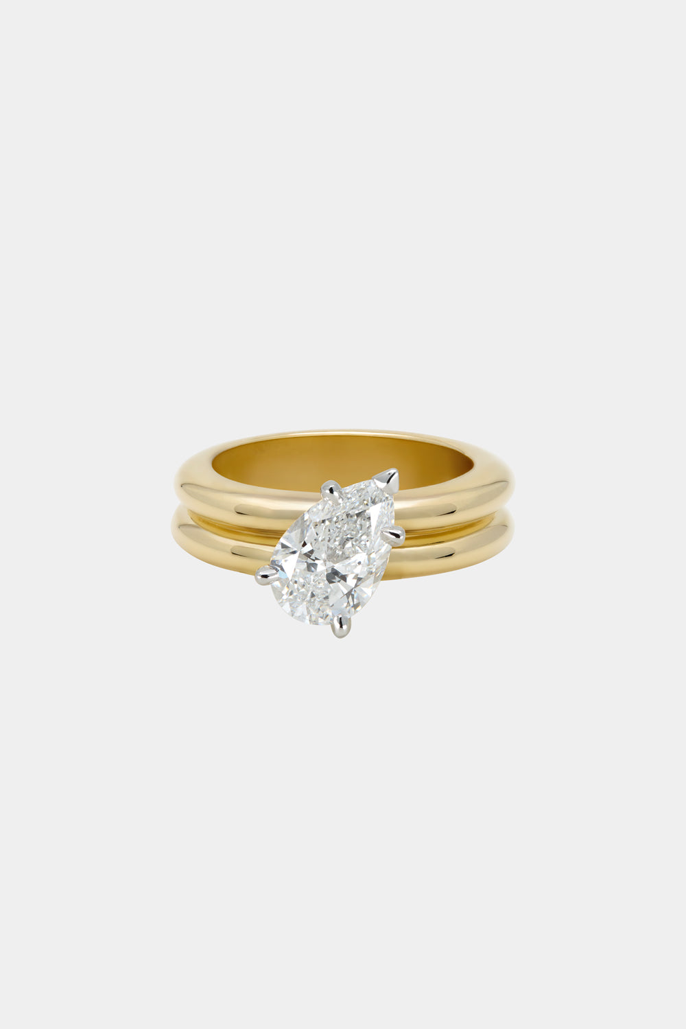 Pear Diamond Double Orielle Ring | 18K Yellow Gold
