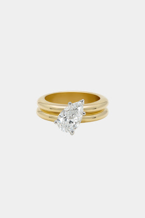 Pear Diamond Double Orielle Ring | 18K Yellow Gold | Natasha Schweitzer