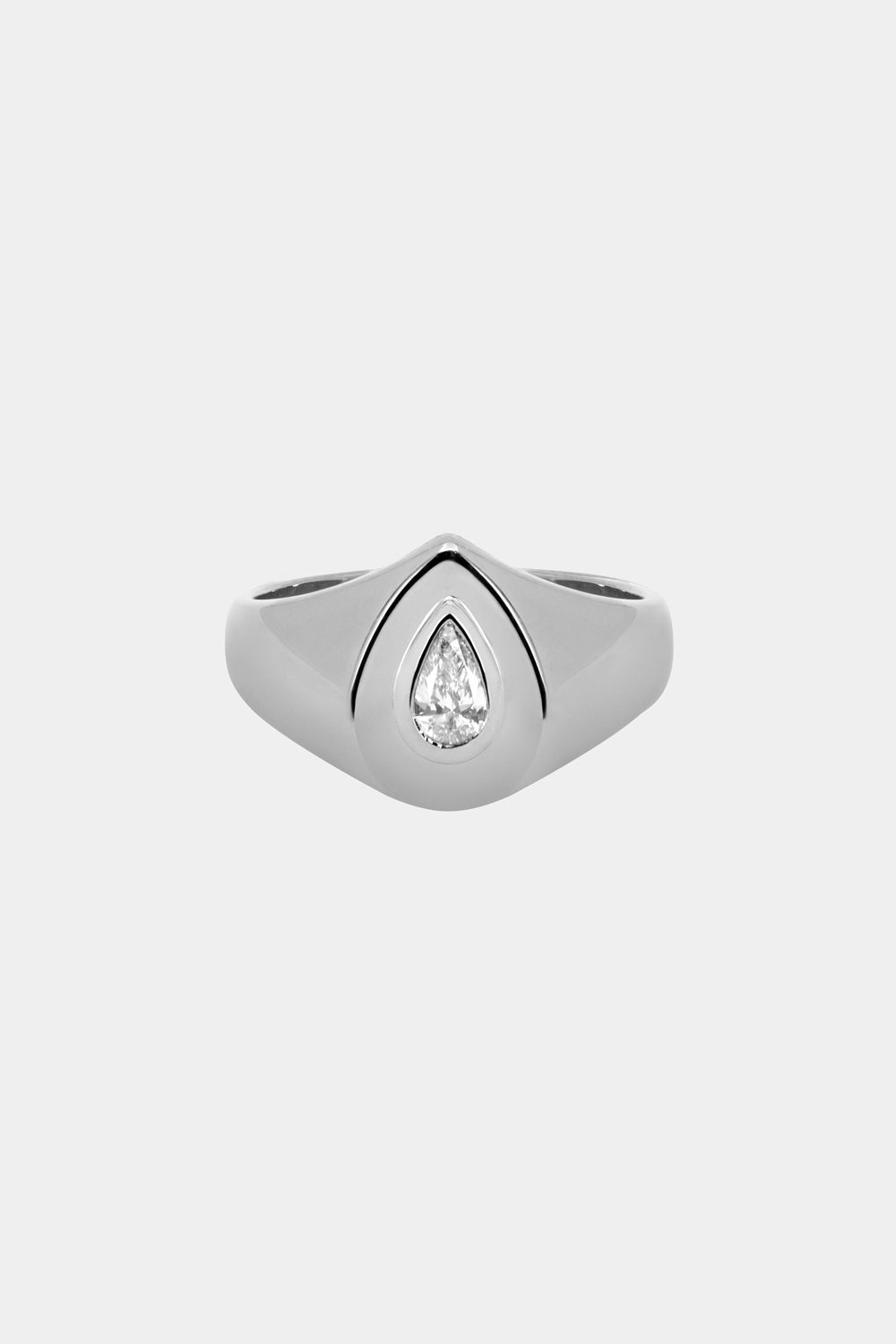 Pear Diamond Signet Ring | White Gold