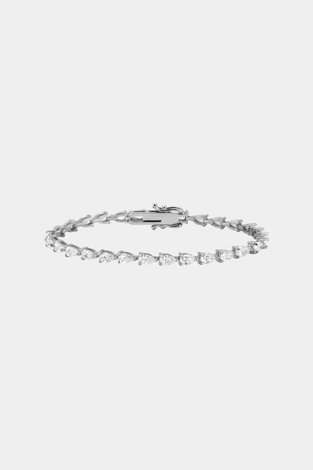 Large Pear Diamond Tennis Bracelet | 18K White Gold