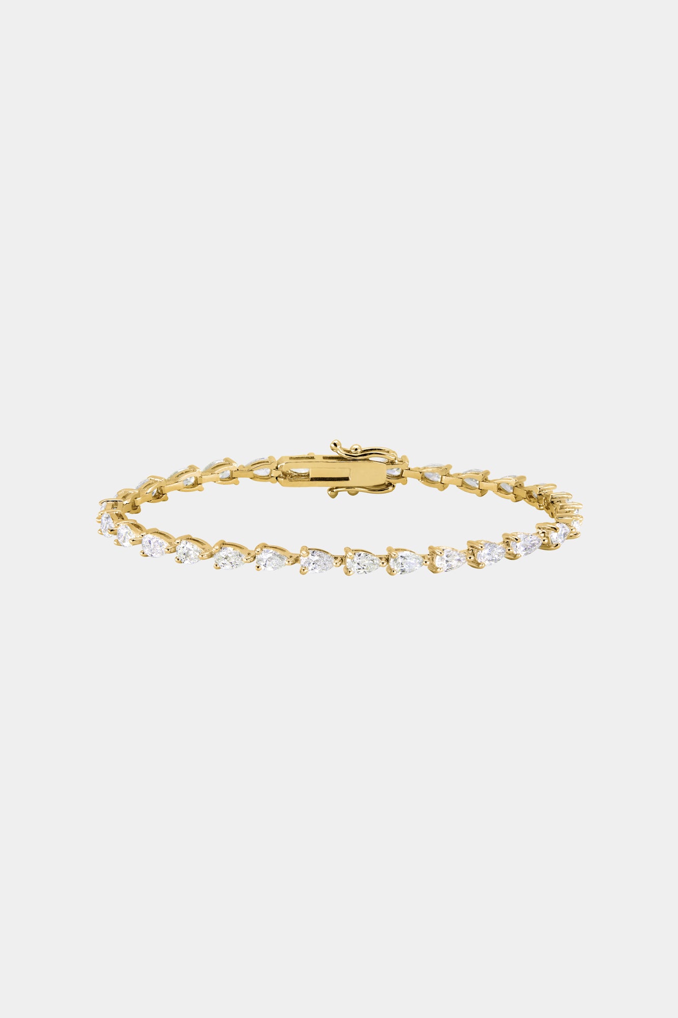 Large Pear Diamond Tennis Bracelet | 18K Yellow Gold