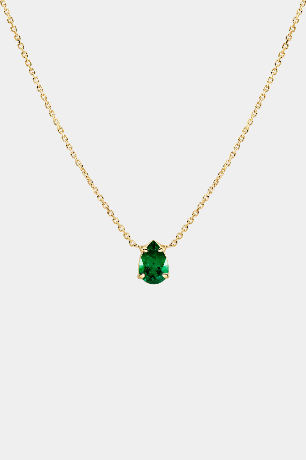 Pear Emerald Necklace | 18K Gold
