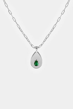 Poire Emerald Necklace | 18K White Gold | Natasha Schweitzer