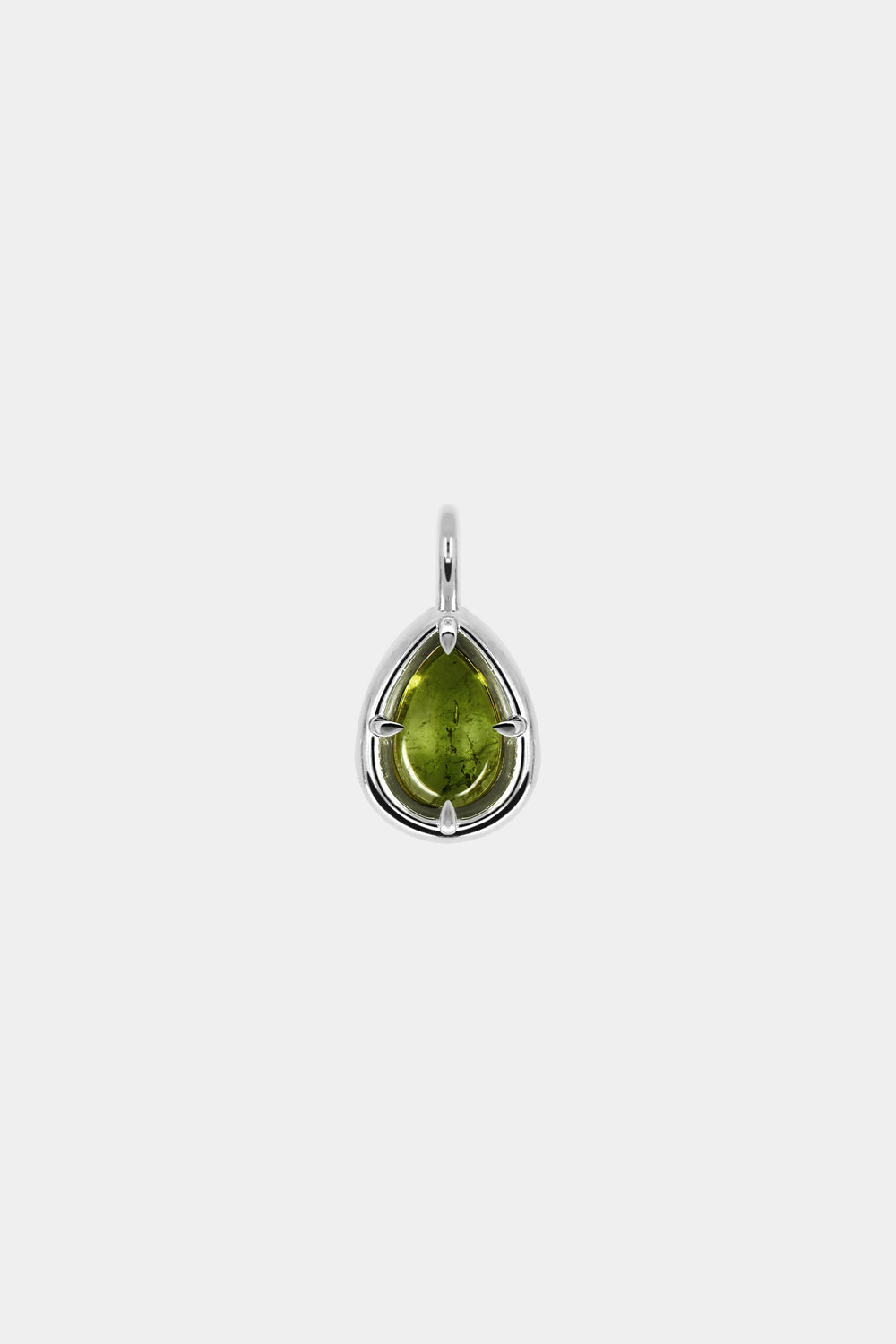 Green Pear Tourmaline Pendant | Silver