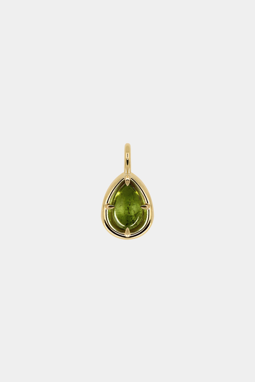 Green Pear Tourmaline Pendant | 9K Yellow Gold
