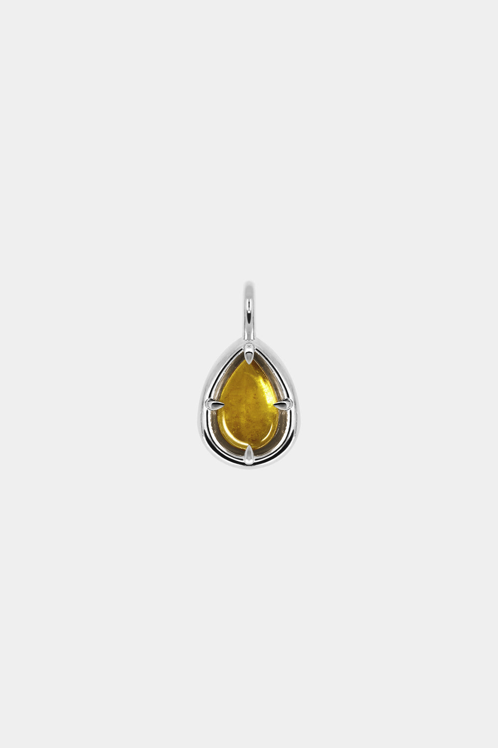 Yellow Pear Tourmaline Pendant | Silver