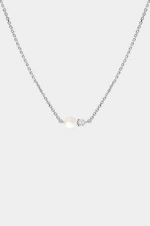 Diamond Pearl Duo Necklace | 9K White Gold | Natasha Schweitzer