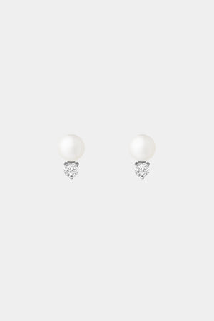 Diamond Pearl Duo Earrings | 9K White Gold | Natasha Schweitzer