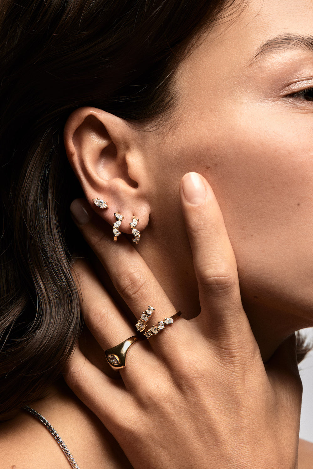 Marquise Diamond Stud Earrings | 18K White Gold| Natasha Schweitzer