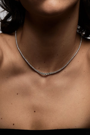 Small Graduating Tennis Necklace | TCW 5.50ct, 18K Yellow Gold | Natasha Schweitzer